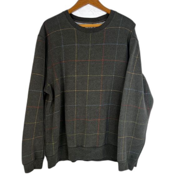 Field Gear Windowpane Plaid Sweater Cotton Blend Preppy Casual Size Large Retro - Picture 1 of 7
